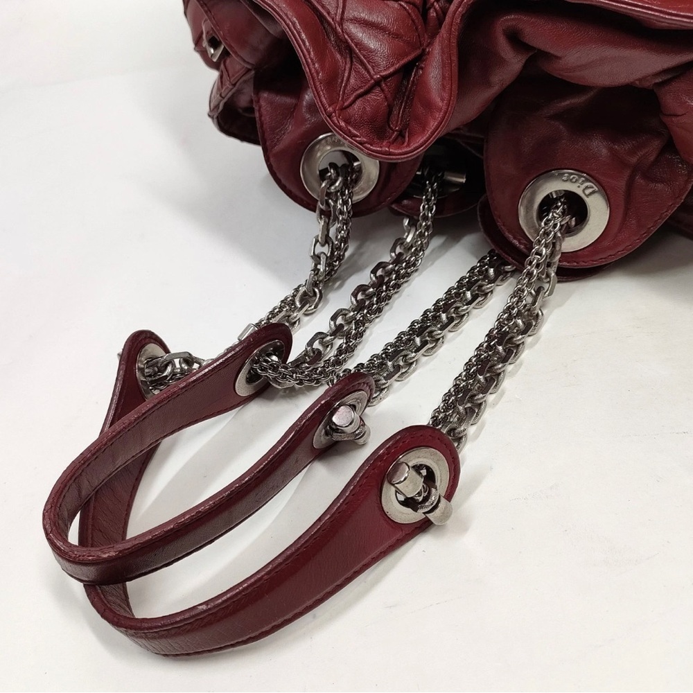 Dior Burgundy Cannage Quilted Leather Tote with Chain Handles burgandy - Picture 3 of 9